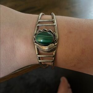 Silver and Green Stone Bracelet